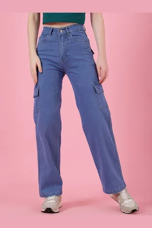 DressBerry Women Classic Relaxed Fit High-Rise Low Distress Cargo Jeans