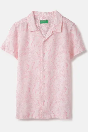 Benetton Boys Cuban Collar Dyed Casual Shirt