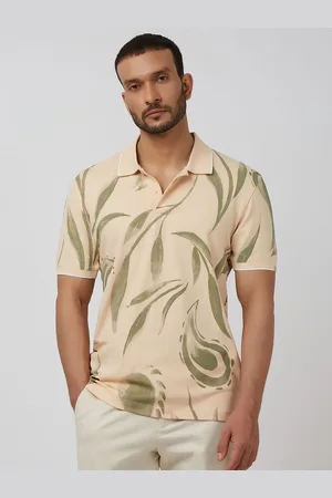 Mufti Men Floral Printed Polo Collar Cotton Slim Fit T-shirt