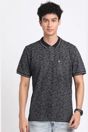 Turtle Men Geometric Printed Polo Collar Pure Cotton Slim Fit T-shirt