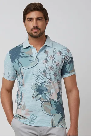 Mufti Men Floral Printed Polo Collar Tropical Pockets Slim Fit T-shirt
