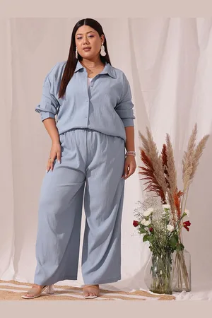 CURVY STREET Plus Size Long Sleeves Shirt With Trousers