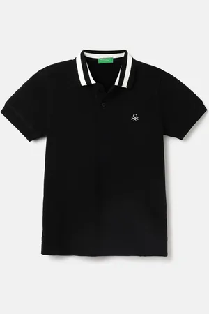 Benetton Boys Polo Collar Pure Cotton Applique T-shirt
