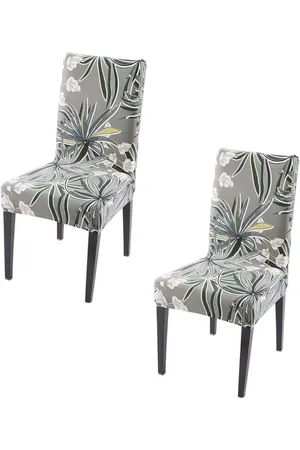 HOKIPO Set Of 2 Grey Printed Chair Covers