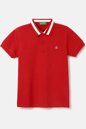 Benetton Boys Polo Collar Pure Cotton Applique T-shirt