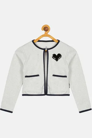 KiddoPanti Girls Long Sleeves Crop Shrug With Applique
