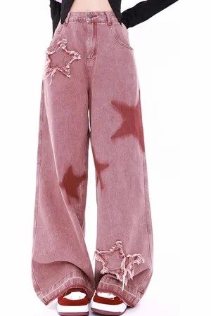 LULU & SKY Women Wide Leg High-Rise Mildly Distressed Jeans