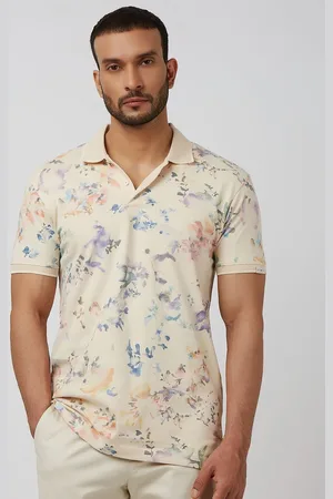 Mufti Men Floral Printed Polo Collar Tropical Pockets Slim Fit T-shirt
