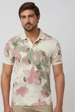 Mufti Men Floral Printed Polo Collar Pockets Slim Fit T-shirt