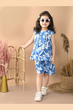 Superminis Girls Printed Pure Cotton Top with Shorts