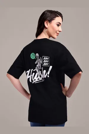 iki chic Women Graphic Printed Round Neck Cotton Oversized T-Shirt