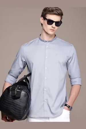 French Connection Men Premium Mandarin Collar Slim Fit Casual Shirt