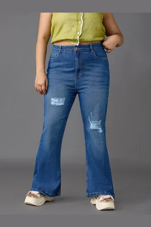 FREAKINS Women Bootcut High-Rise Low Distress Light Fade Stretchable Jeans