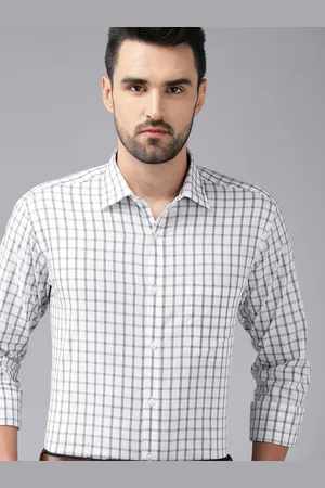 Park Avenue Men Blue Slim Fit Checked Pure Cotton Formal Shirt