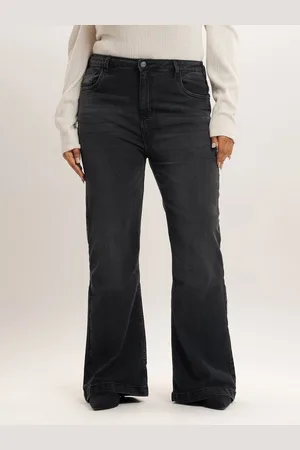 FREAKINS Plus Size Women Flared High-Rise Cotton Jeans