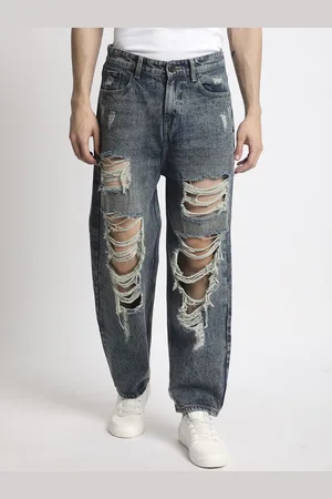 Bene Kleed Men Classic Straight Fit Highly Distressed Heavy Fade Ripped Jeans