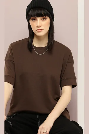 Dillinger Women Oversized Drop Shoulder Ultra Soft Drapey Cotton Crew Neck T-Shirt
