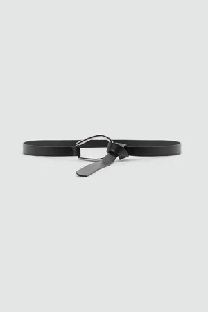MANGO Women Slim Belt With Oval Buckle