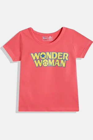 Eteenz Girls Wonder Woman Printed Pure Cotton T-shirt