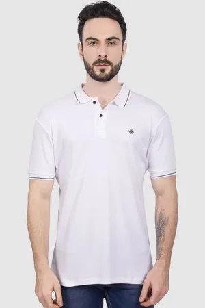 KAEZRI Men Solid Polo Collar Cotton T-shirt