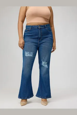 FREAKINS Women Cotton Bootcut High-Rise Mildly Distressed Light Fade Stretchable Jeans