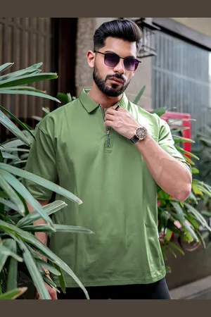 Maniac Men Striped Polo Collar Pockets T-shirt
