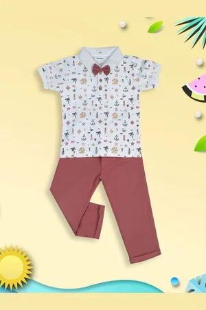 MeeMee Boys Printed T-shirt With Trousers