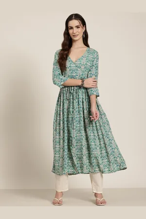 HERE&NOW Ethnic Motifs Printed Anarkali Kurta with Tie-Up