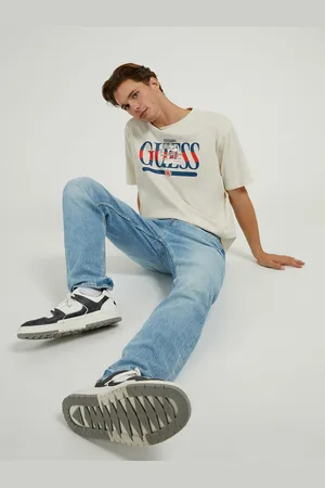 Guess Men Typography Printed Round Neck T-shirts