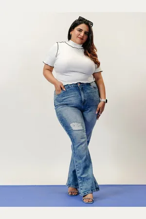 FREAKINS Plus Size Women Bootcut High-Rise Mildly Distressed Stretchable Jeans