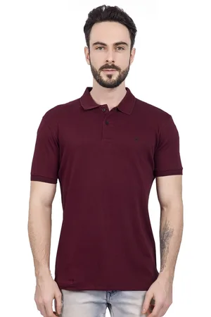 KAEZRI Men Solid Polo Collar Cotton T-shirt