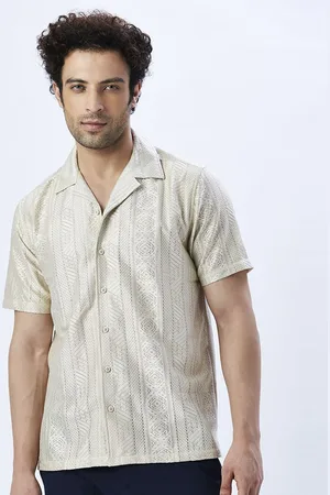 VALEN CLUB Men Relaxed Semi Sheer Striped Casual Shirt