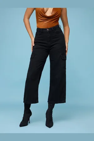 FREAKINS Women Wide Leg High-Rise Cargo Jeans