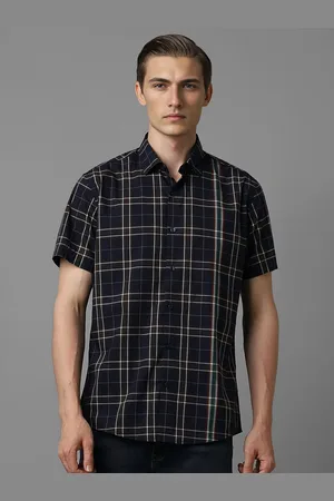 Louis Philippe Men Spread Collar Tartan Checked Cotton Slim Fit Casual Shirt