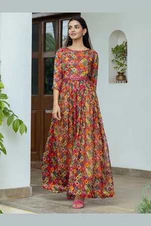 FASHOR Women Geometric Printed Crepe Maxi Dress