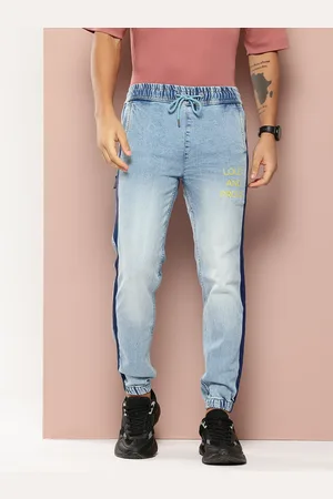 HARVARD Men Relaxed Fit Light Fade with Side Stripe Stretchable Joggers Jeans