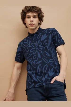 Lifestyle Men Floral Printed Tropical Raw Edge T-shirt