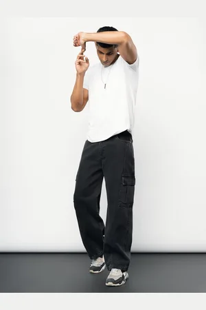 FREAKINS Men Straight Fit Low-Rise Cotton Cargo Jeans
