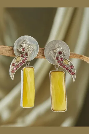 Fabindia Stone Studded Contemporary Drop Earrings