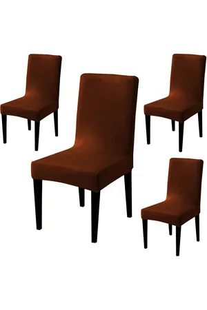 HOKIPO Rust& Brown 4-Pcs Solid Chair Covers
