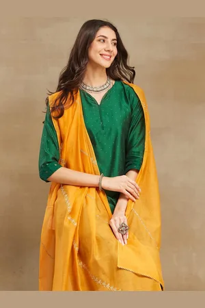 Fabindia Floral Embroidered Cotton Silk Dupatta