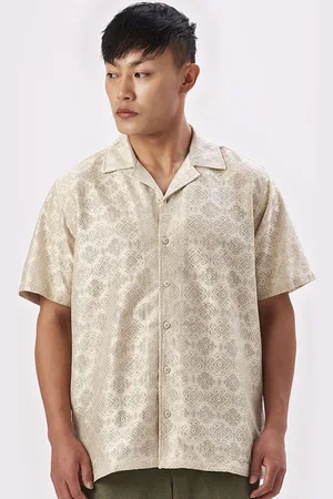 VALEN CLUB Men Relaxed Self Design Cuban Collar Casual Shirt