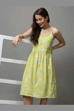SHOWOFF Women Yellow Floral A-Line Dress