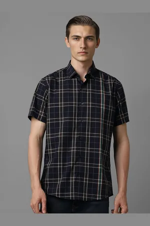 Louis Philippe Men Spread Collar Tartan Checked Cotton Slim Fit Casual Shirt