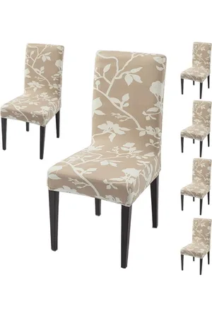 HOKIPO Pack Of 6 Brown Printed Chair Covers