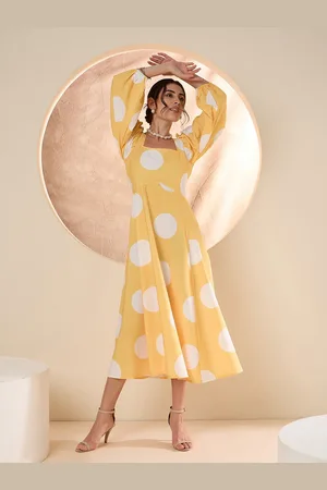 Antheaa Polka Dot Print Crepe A-Line Maxi Dress