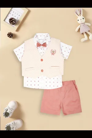 MeeMee Boys Printed Shirt With Shorts & Waistcoat