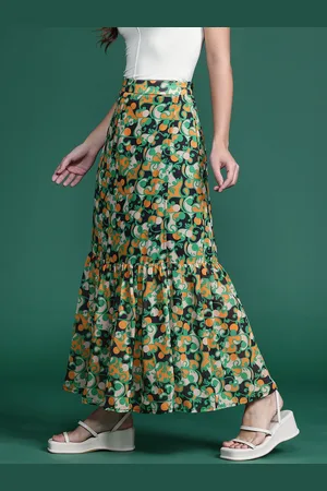 DressBerry Women Printed Tiered Maxi Skirt