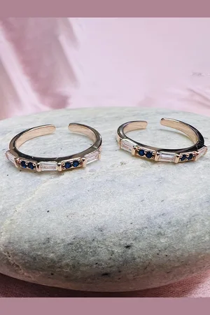 ARTE Sterling Silver Cubic Zirconia Studded Toe Rings