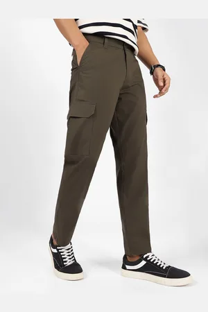 URBANO Men Mid-Rise Pure Cotton Cargo Trousers